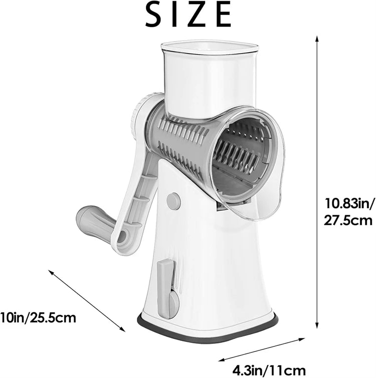 LMETJMA 5 in 1 Rotary Cheese Grater Shredder Kitchen Mandoline Vegetable Julienne Slicer Waffle Cutter Nut Chopper JT247