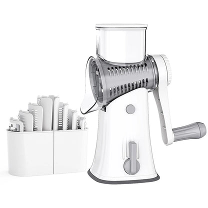 LMETJMA 5 in 1 Rotary Cheese Grater Shredder Kitchen Mandoline Vegetable Julienne Slicer Waffle Cutter Nut Chopper JT247