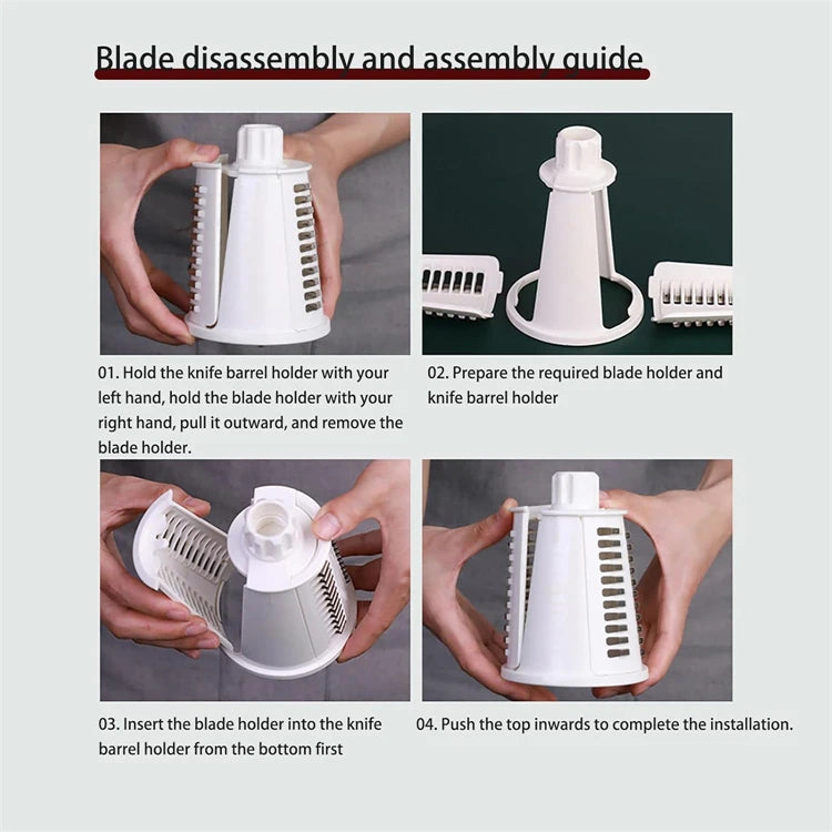 LMETJMA 5 in 1 Rotary Cheese Grater Shredder Kitchen Mandoline Vegetable Julienne Slicer Waffle Cutter Nut Chopper JT247